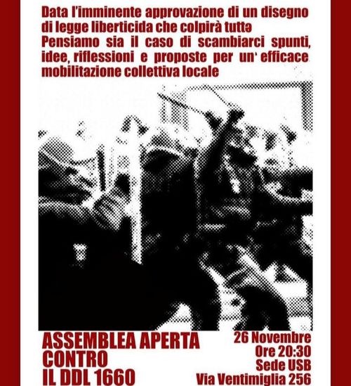 ASSEMBLEA APERTA CONTRO IL DDL 1660