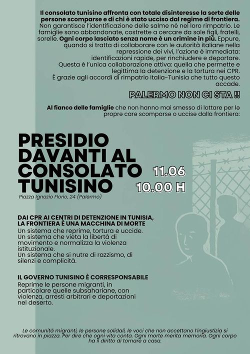 PRESIDIO DAVANTI AL CONSOLATO TUNISINO A PALERMO 