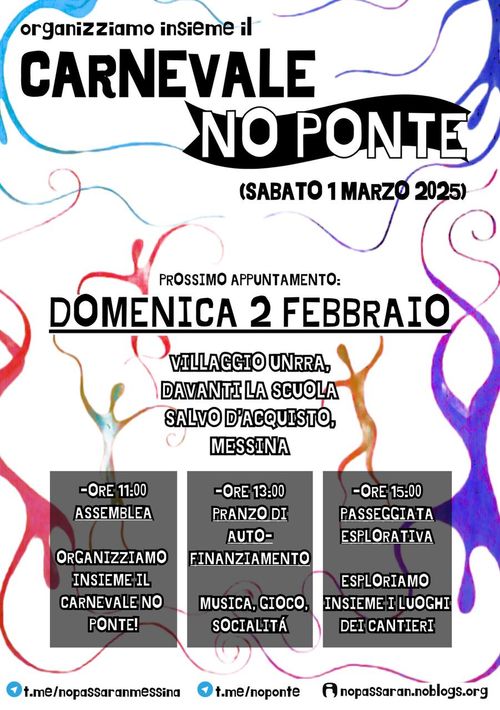 MESSINA// ASSEMBLEA “ORGANIZZIAMO INSIEME IL CARNEVALE NO PONTE” 02/02