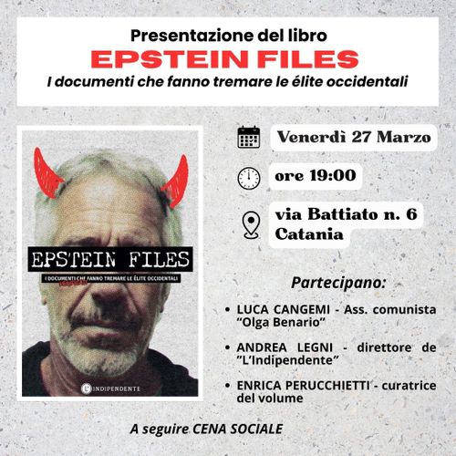 Presentazione del libro "EPSTEIN FILES.  I documenti che fanno tremare le élite occidentali"