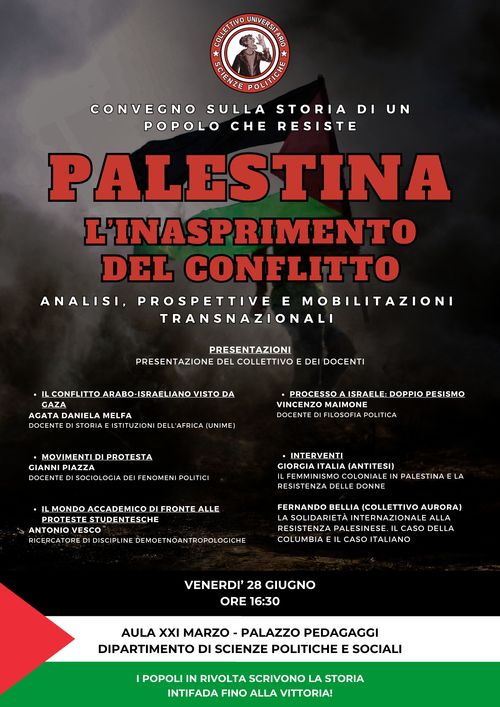 Palestina: l'inasprimento del conflitto. Analisi, prospettive e mobilitazioni transnazionali