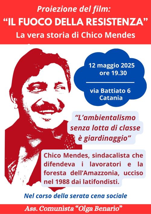Proiezione del film “Il fuoco della resistenza – La vera storia di Chico Mendes”